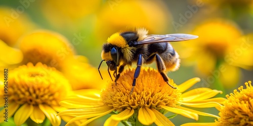 Bumblebee bee insect nature animal background yellow flower bombus macro wildlife bumble honey summer Generative By AI