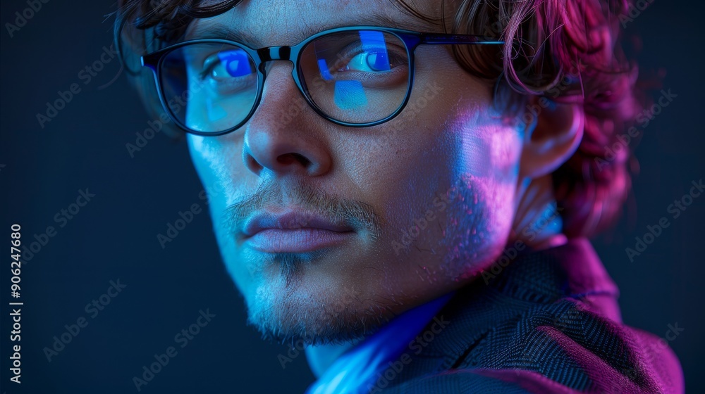 A man wearing glasses looking directly at the camera A man wearing glasses looking directly at the camera