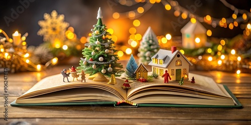 Wallpaper Mural Christmas Pop up Book Opened To A Festive Scene Macro Generative AI Torontodigital.ca