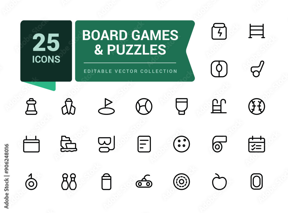 Board Games and Puzzles icon set. Toys Icons Pack. Thin line icons set. Simple editable vector stroke illustration. Board Games and Puzzles icon set. Toys Icons Pack. Thin line icons set. Simple editable vector stroke illustration.