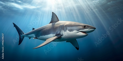 A grey white shark in an ocean full of nature Generative By AI photo