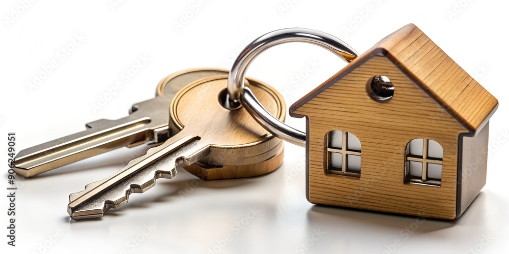 House keys with house shaped keychain cut out Generative AI House keys with house shaped keychain cut out Generative AI