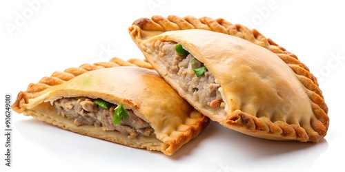 Tuna patty empanadillas on white background AI Generative