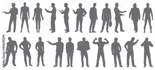 Man silhouette bundle. Businessman glyph collection. Businessmen icon set