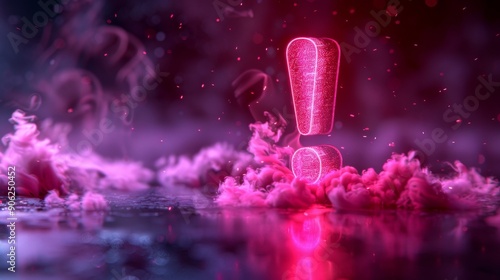 Wallpaper Mural Exclamation point neon on dark background, copy space Torontodigital.ca