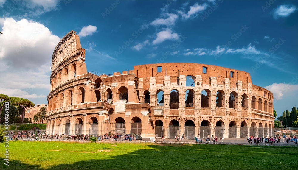 Fototapeta premium summer day sunny sky most famous rome colosseum panorama 4k time lapse italy