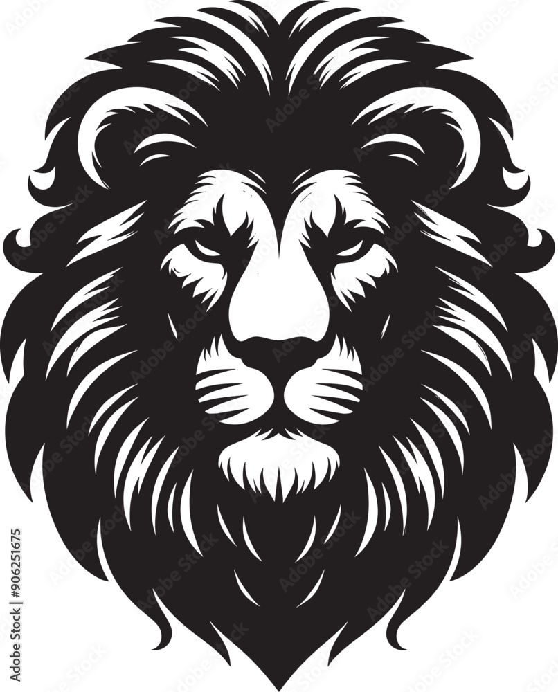 Fototapeta premium Lion head mascot Silhouette isolated on white background Minimalist lion vector shape icon