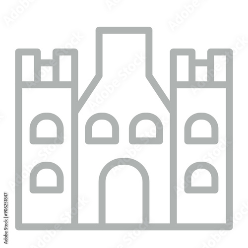 Castle Vector Line Grey Icon Design