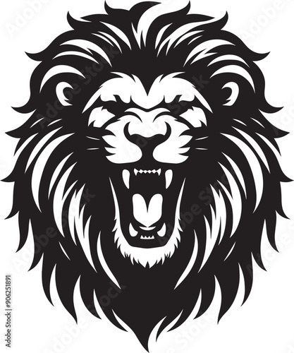 Lion head mascot Silhouette isolated on white background Minimalist lion vector shape icon