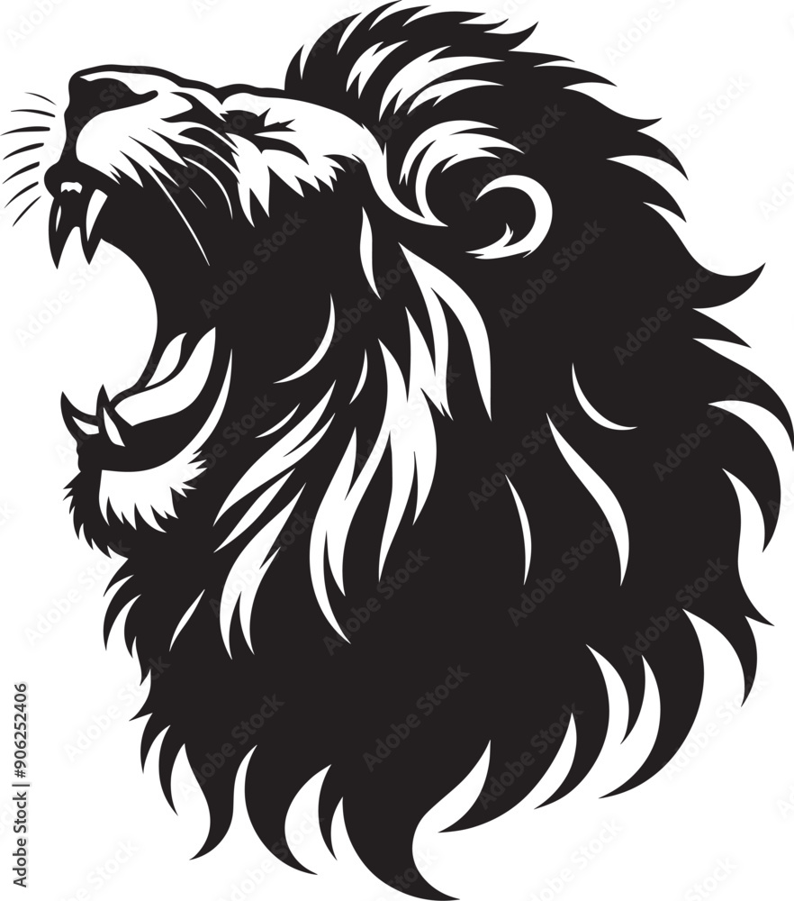 Fototapeta premium Lion head mascot Silhouette isolated on white background Minimalist lion vector shape icon