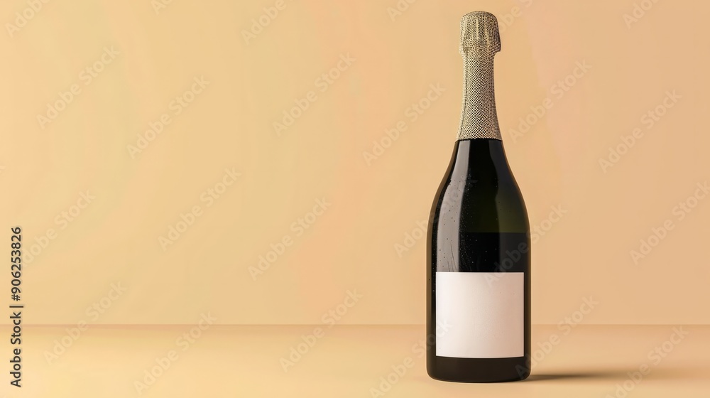 Empty champagne bottle mockup with white label Empty champagne bottle mockup with white label