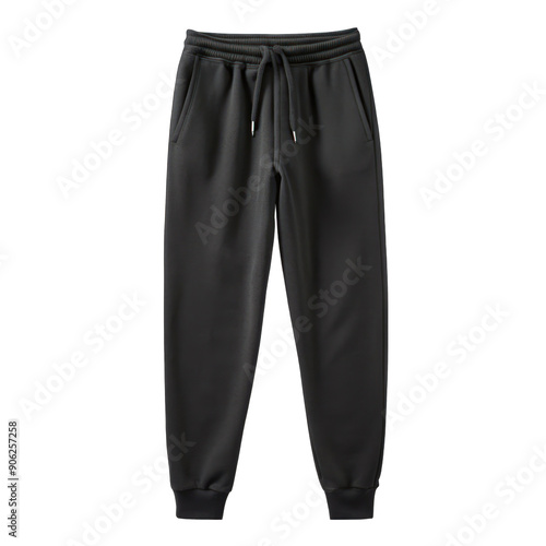 Black casual sweatpants isolated on transparent background