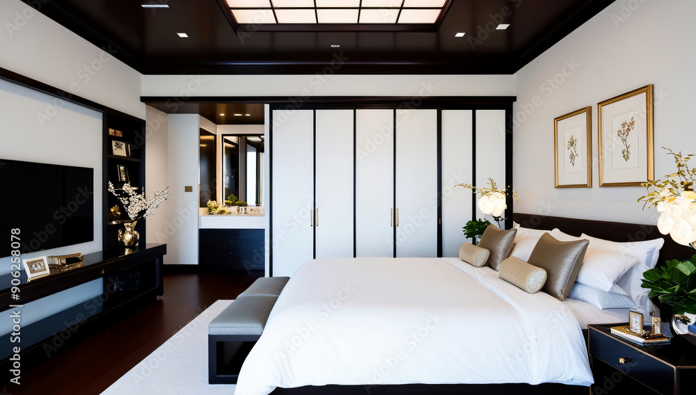 Pure white main bedroom model, Japanese style Pure white main bedroom model, Japanese style