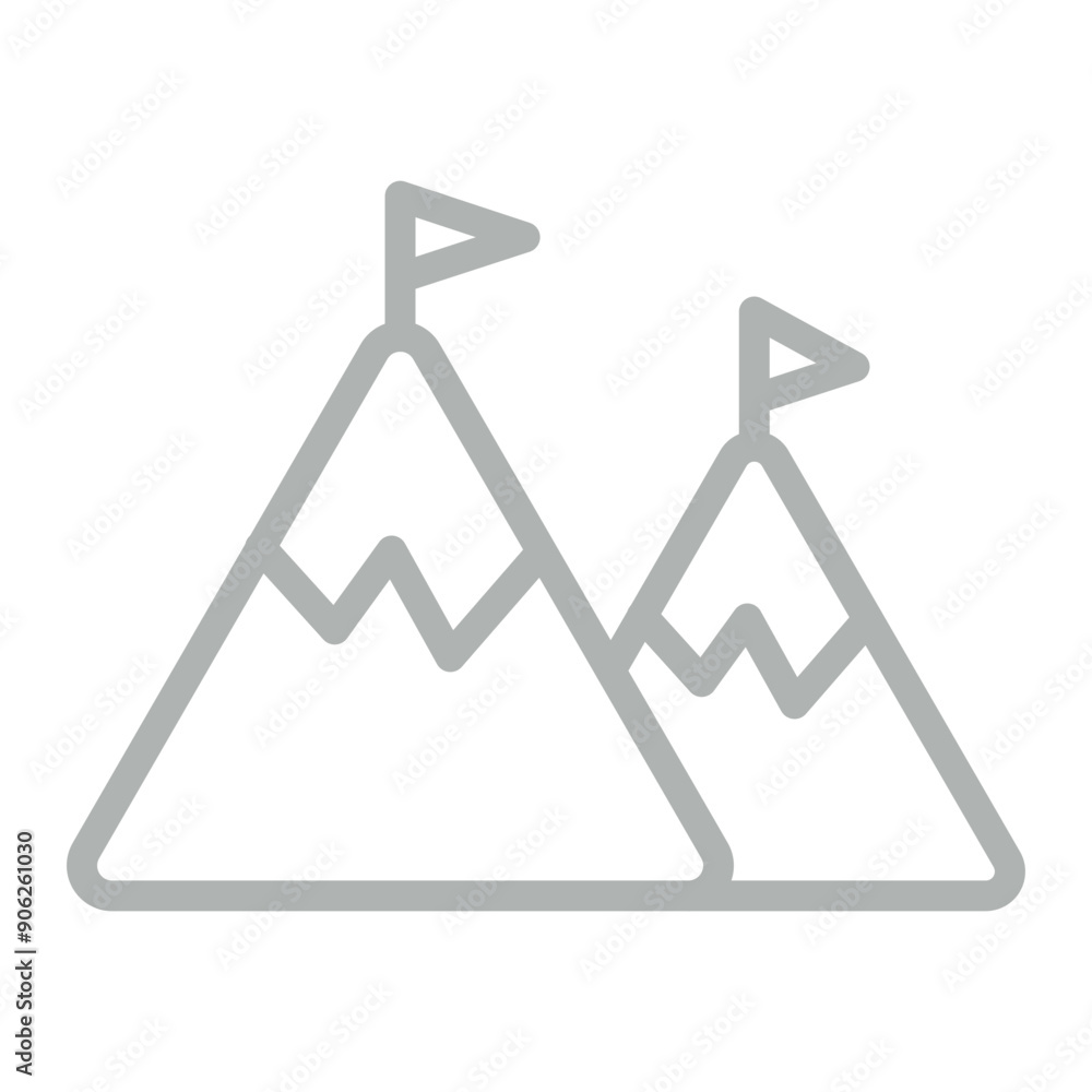 Mountains Vector Line Grey Icon Design Mountains Vector Line Grey Icon Design