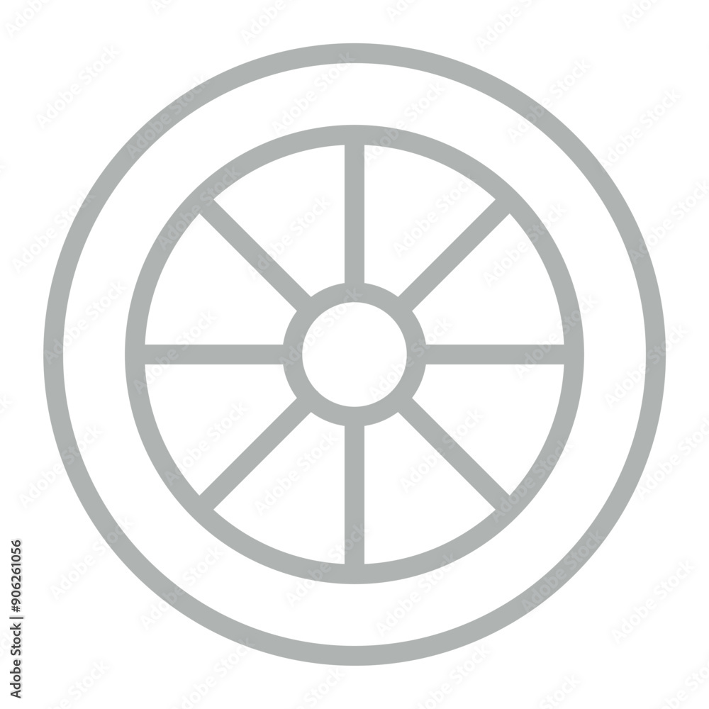 Wheel Vector Line Grey Icon Design Wheel Vector Line Grey Icon Design