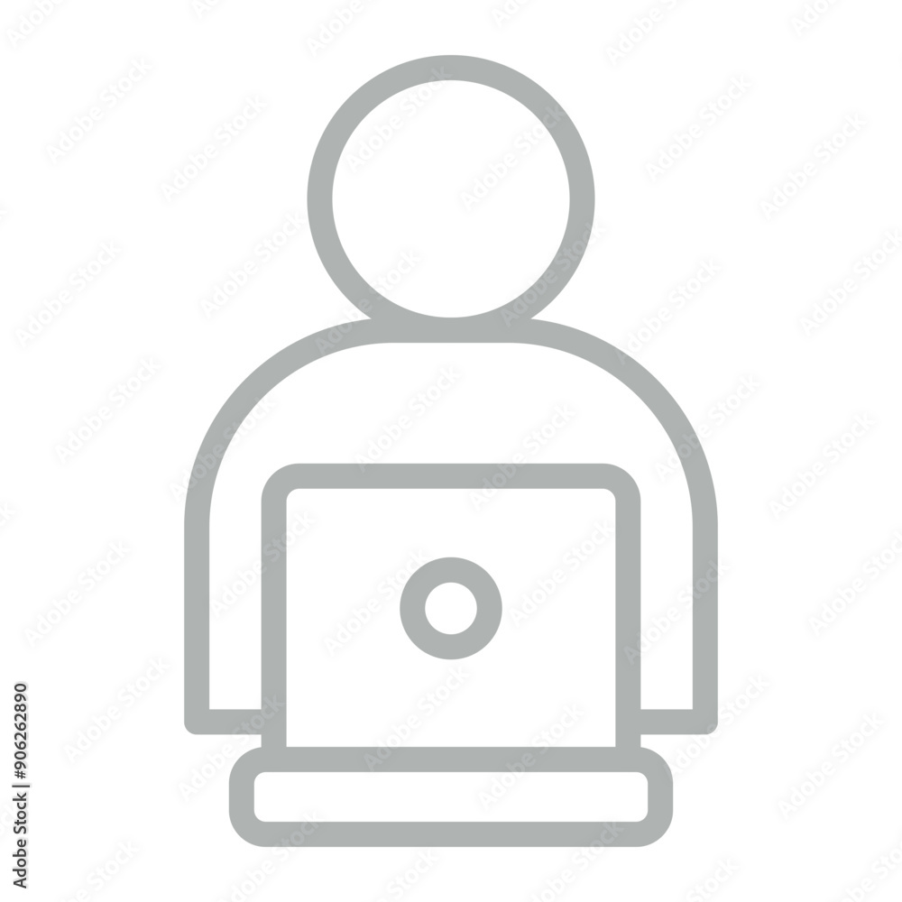 Office Worker Vector Line Grey Icon Design Office Worker Vector Line Grey Icon Design