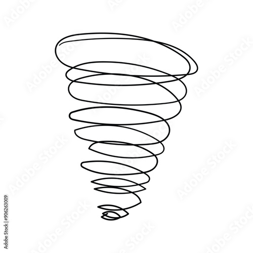 Tornado line vector illustration. extreme tornado line drawing. sketchy cyclone sketch line hand drawing