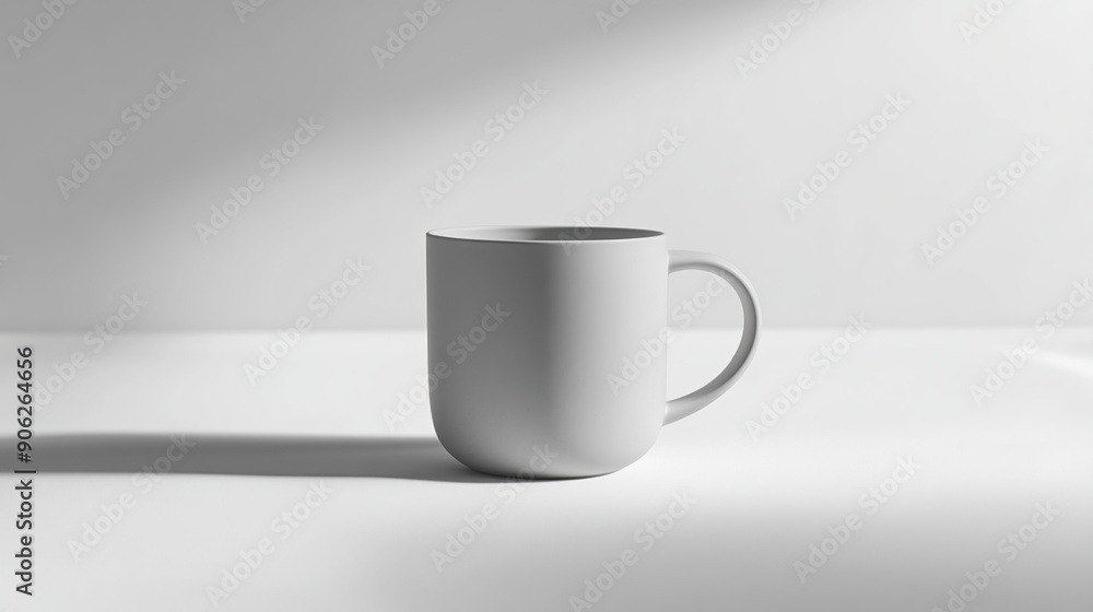Obraz premium A ceramic mug with a unique shape meticulously styled against a clean white background 