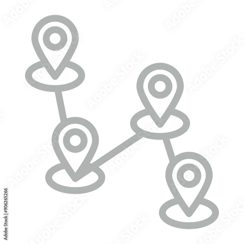 Multiple Destinations Vector Line Grey Icon Design