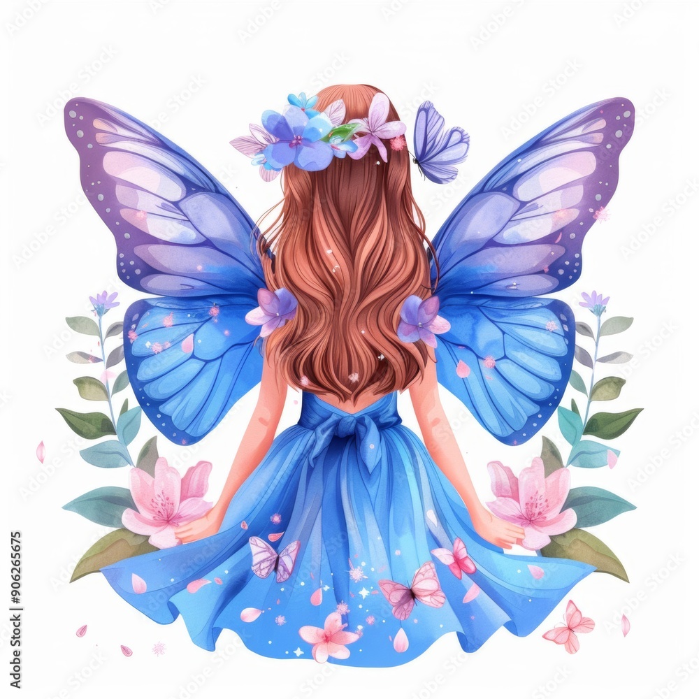 watercolor painting of a fairy, isolated on a white background. watercolor painting of a fairy, isolated on a white background.