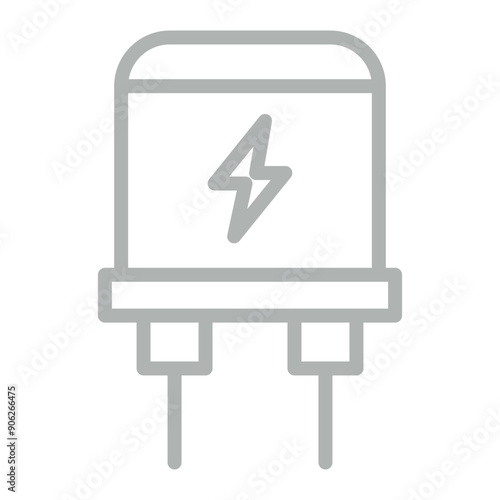 Capacitor Vector Line Grey Icon Design
