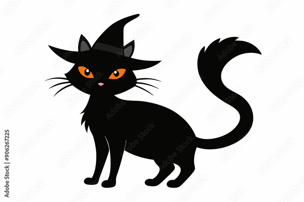 Halloween cat vector illustration, Halloween silhouette vector Halloween cat vector illustration, Halloween silhouette vector