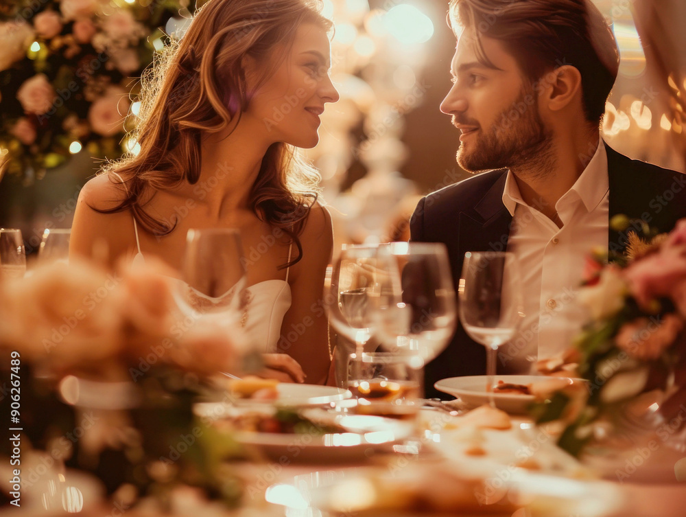 Couple enjoying a romantic dinner at a luxury restaurant Couple enjoying a romantic dinner at a luxury restaurant