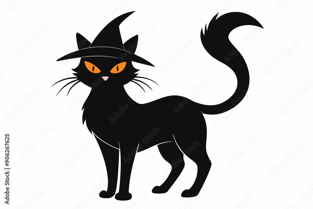 Fototapeta premium Halloween cat vector illustration, Halloween silhouette vector 