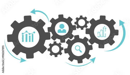 Gears with arrows and icons