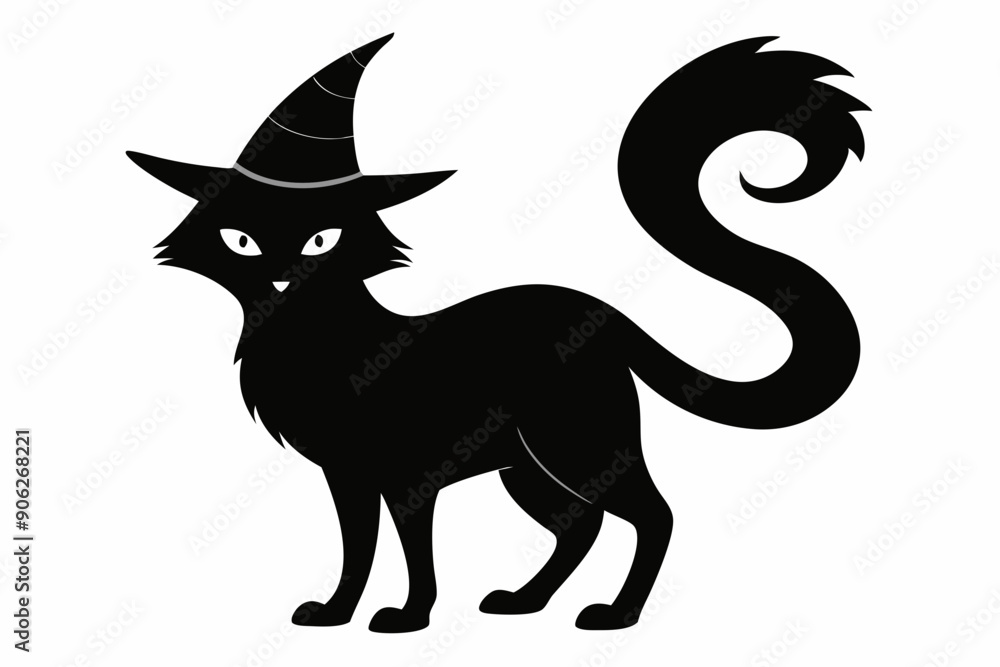 Obraz premium Halloween cat vector illustration, Halloween silhouette vector 