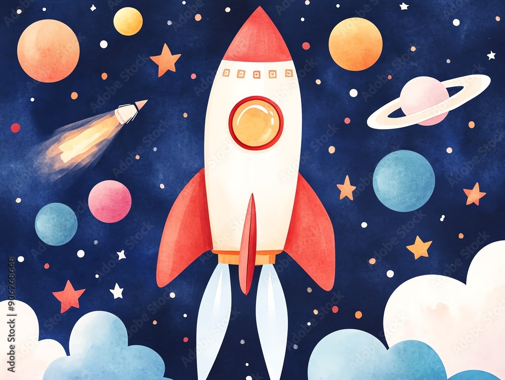 Space economy, businesses beyond Earth, flat design illustration Space economy, businesses beyond Earth, flat design illustration