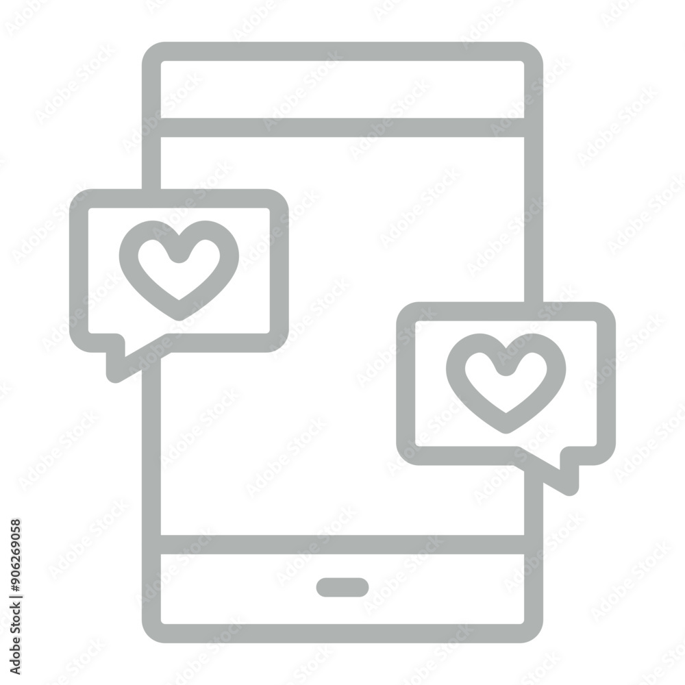 Love Message Vector Line Grey Icon Design Love Message Vector Line Grey Icon Design