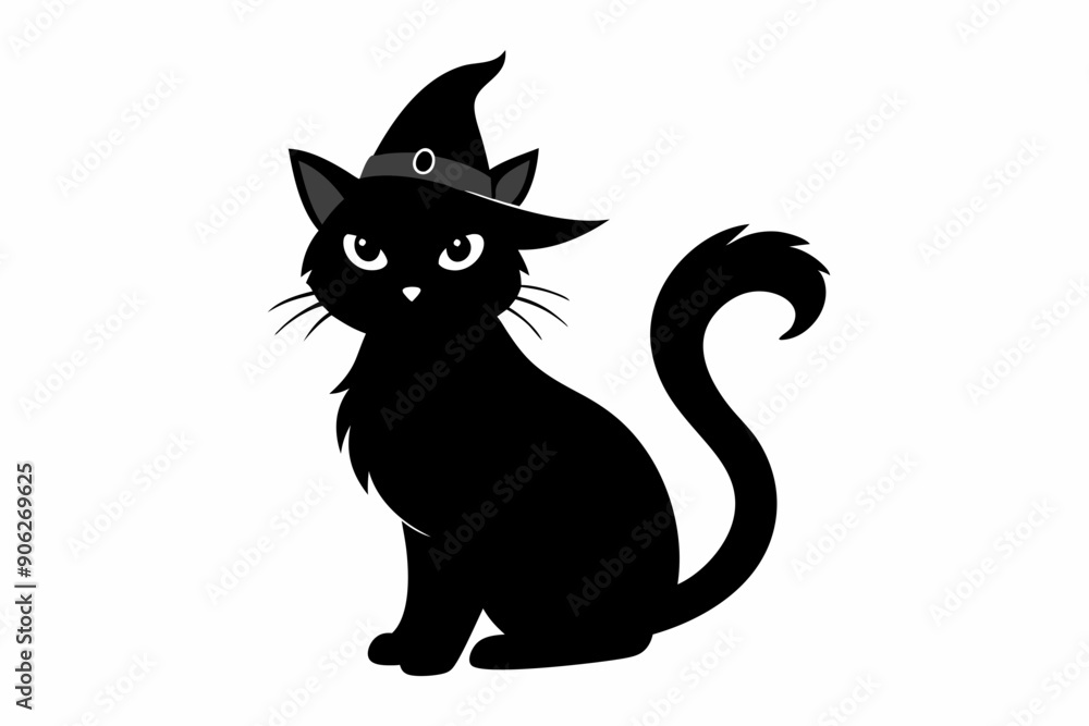 Fototapeta premium Halloween cat vector illustration, Halloween silhouette vector 