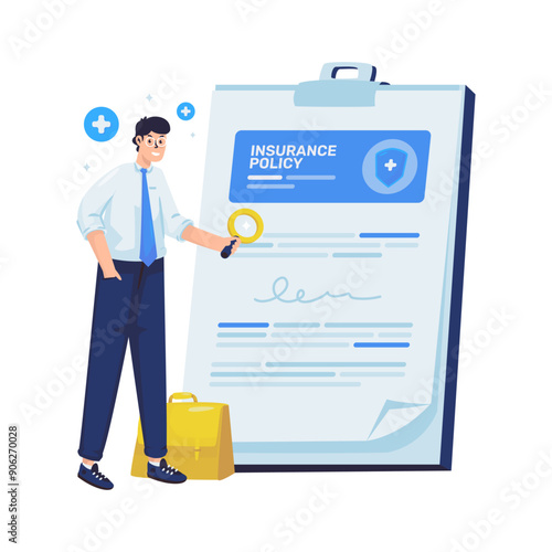 Life insurance policy contract agreement vector illustration