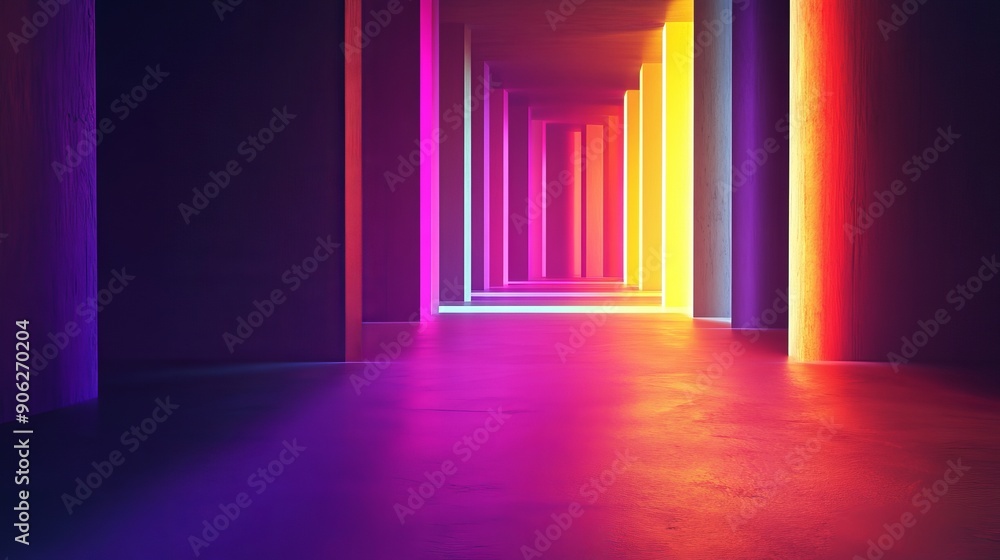 Abstract colorful light sources in a dark room. Abstract colorful light sources in a dark room.
