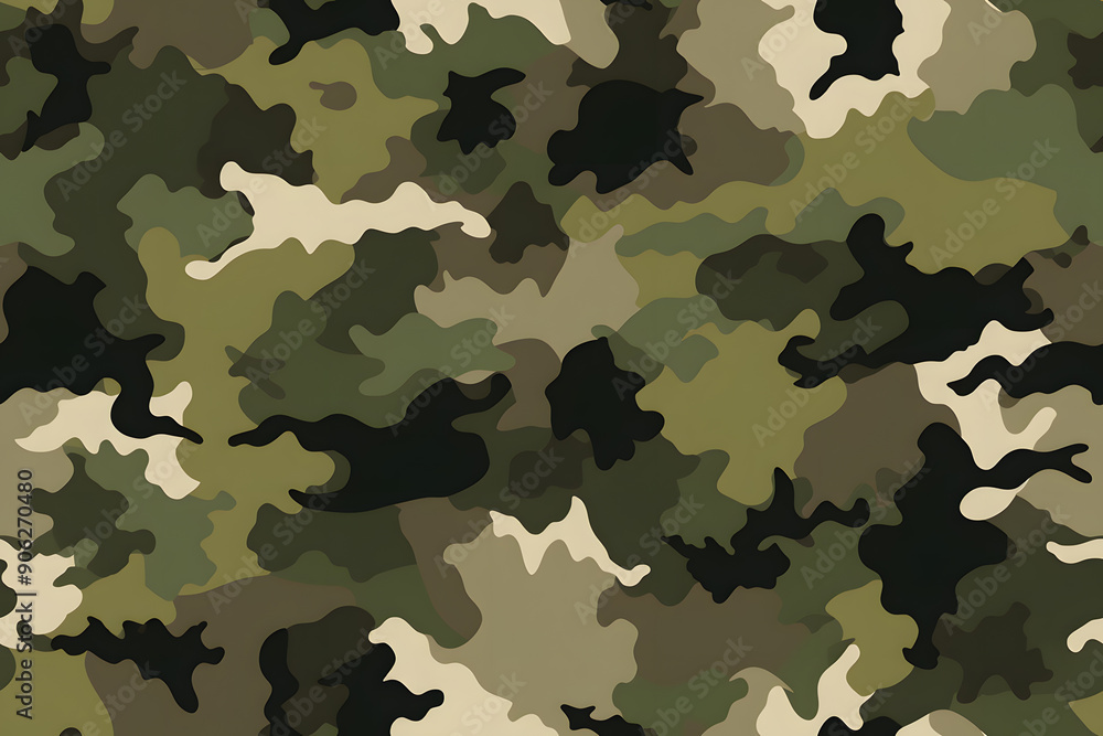 Fototapeta premium Camouflage seamless pattern, military fabric background texture