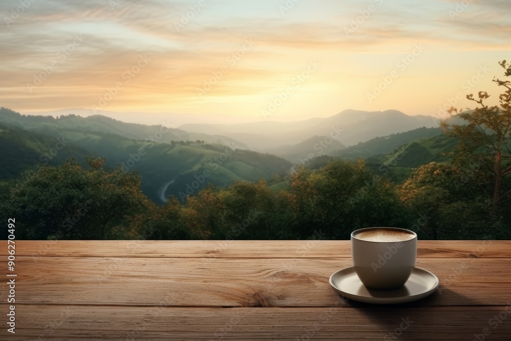 Morning coffee with mountain view.
Morning coffee with mountain view.