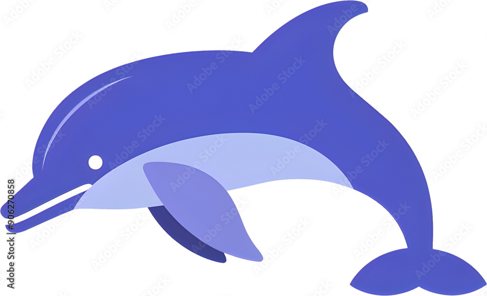 Fototapeta premium Minimal Dolphin Icon in Sleek Blue Design for UI and Branding Applications