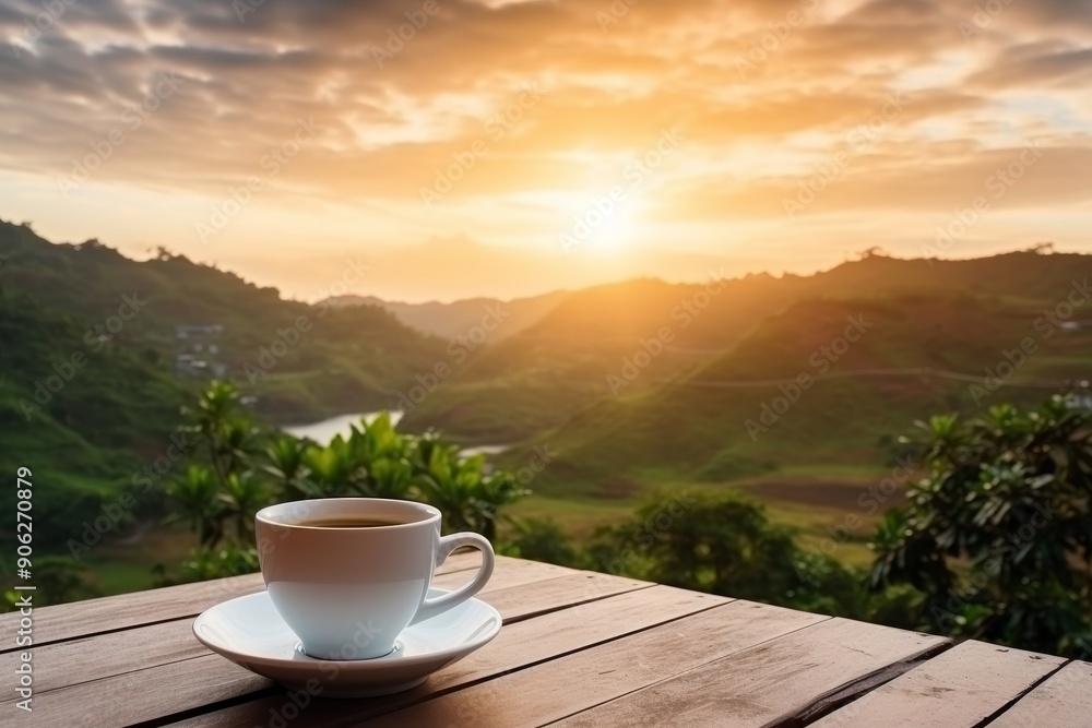 Morning coffee with mountain view.
Morning coffee with mountain view.