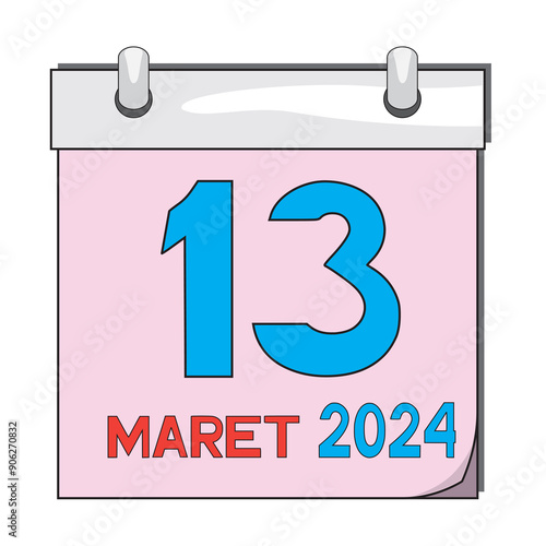 pink binder style wall calendar icon isolated on white background