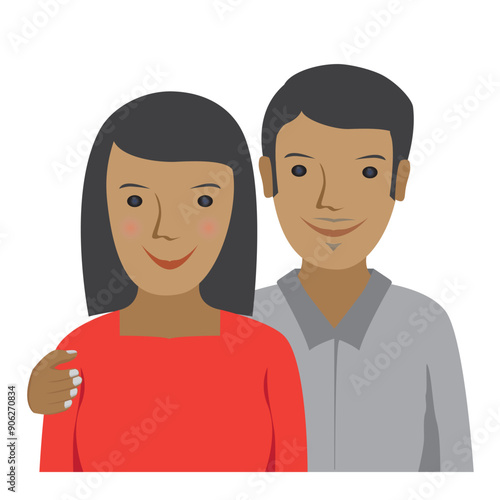 father and mother icon in red shirt and gray shirt isolated on white background