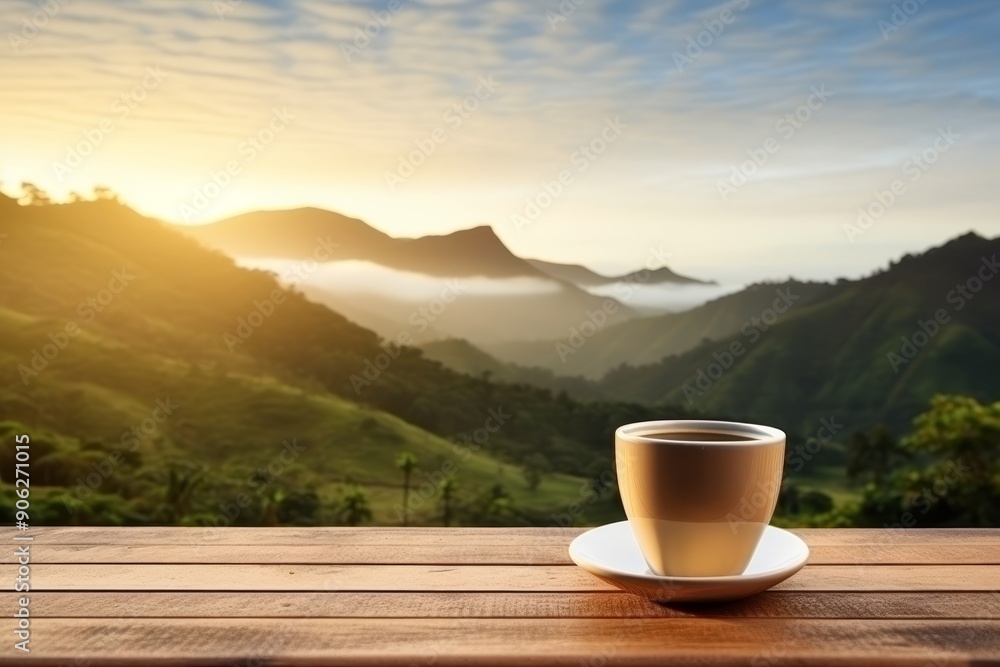 Morning coffee with mountain view.
Morning coffee with mountain view.