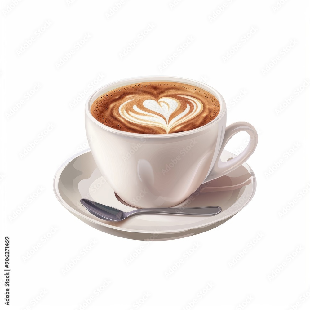 a cup of cappuccino with latte art, showcasing a coffee beverage in warm tones, isolated on a white background. a cup of cappuccino with latte art, showcasing a coffee beverage in warm tones, isolated on a white background.