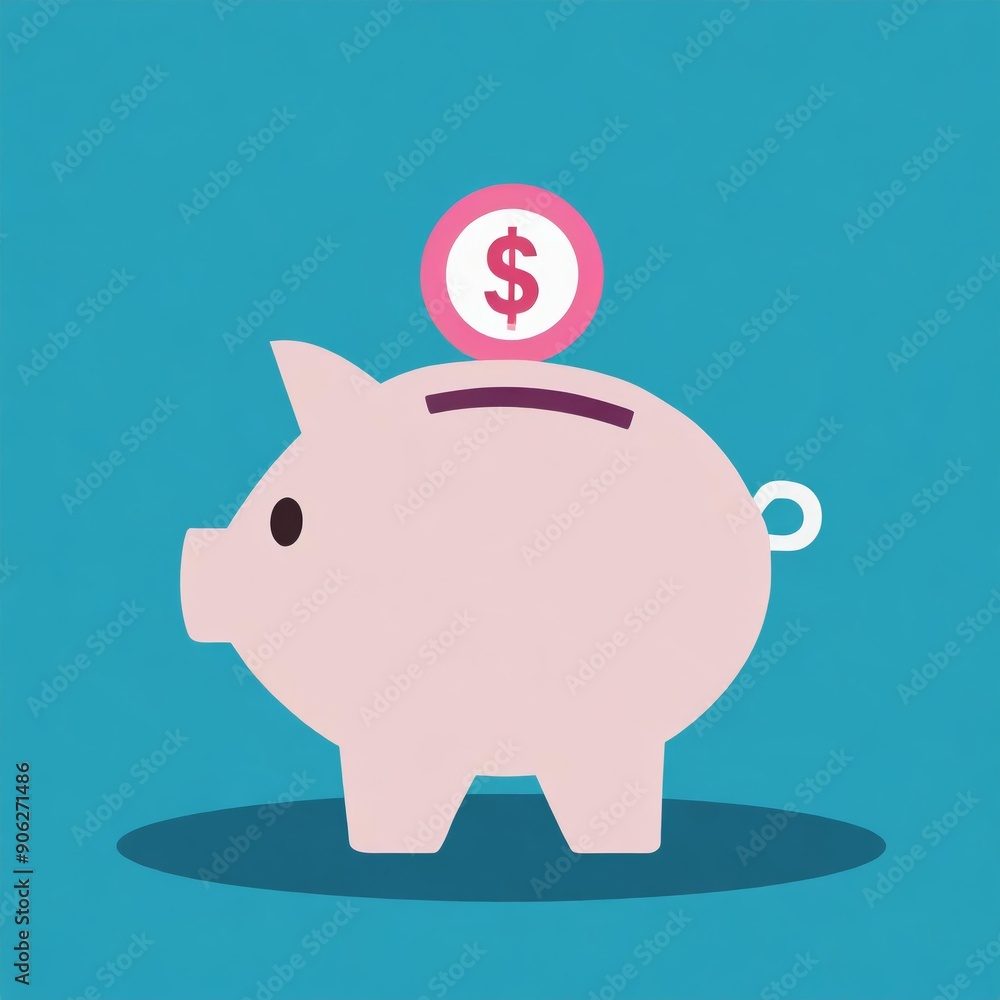 Piggybank with Money - Icon for Application Design - Illustration of Piggy bank visualization of Savings - Banking Program Piggybank with Money - Icon for Application Design - Illustration of Piggy bank visualization of Savings - Banking Program