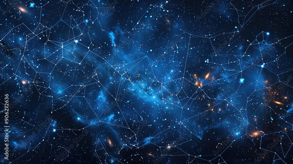 Stock image of a detailed star chart with constellations and celestial ...