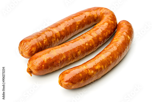Traditional Bavarian sausage, isolated on white background