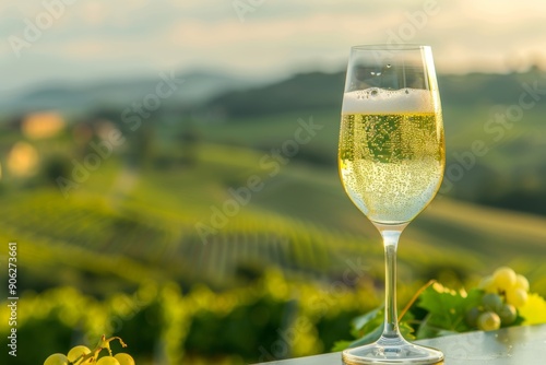 Breathtaking scenic photography of picturesque prosecco vineyard on a beautiful hillside photo