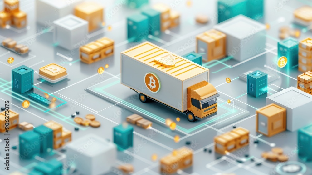 Fototapeta premium smart warehousing, digital currency management, crypto wealth management