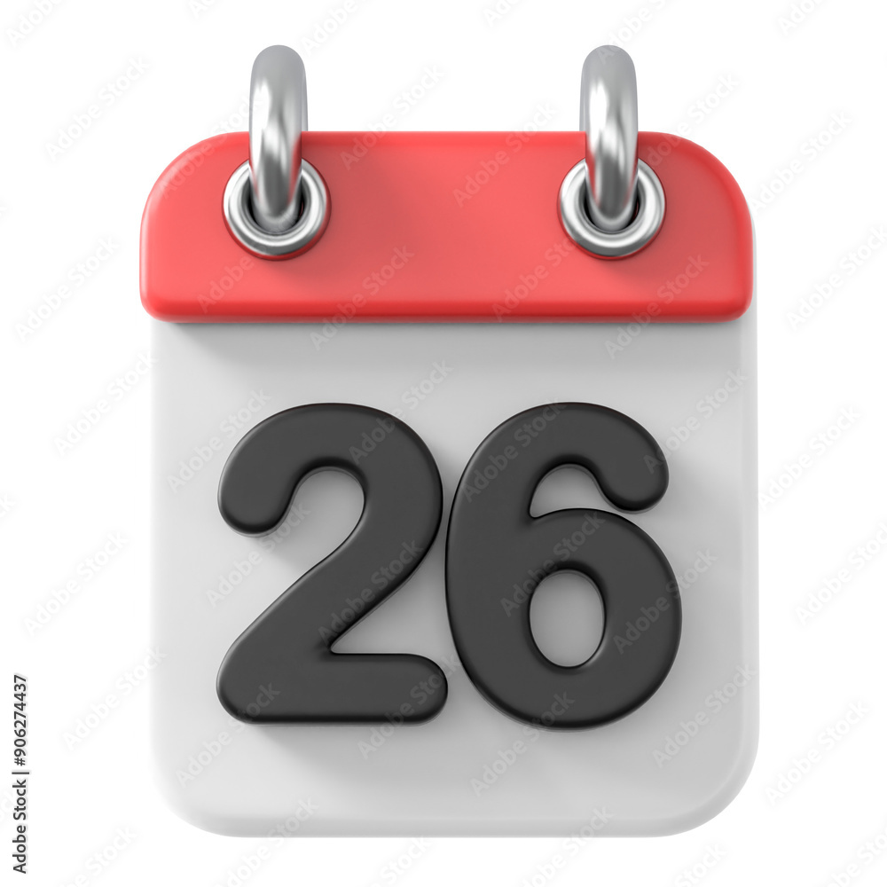 Calendar Day 26 . 3D illustration Calendar Day 26 . 3D illustration