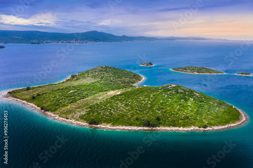 View at heart shaped island Galesnjak in Croatia, Zadar region photo